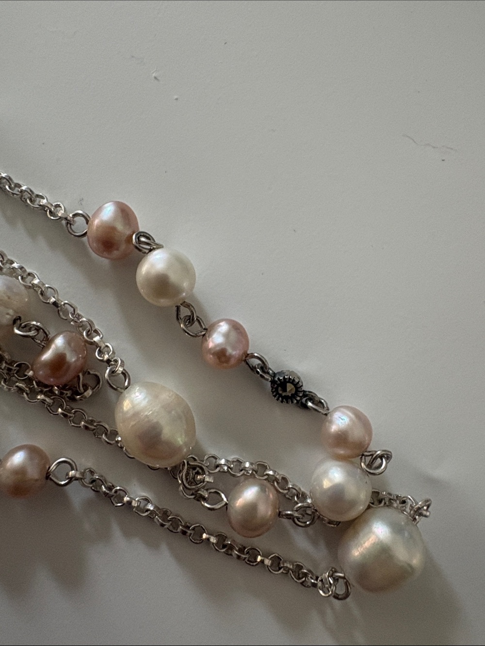 Multi-Strand Sterling Silver Pearl Necklace - Women Jewelry - Picture 6 of 7